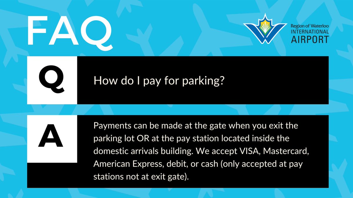 It's #TravelTipTuesday ✈️ 

Planning upcoming holiday travel out of #YKF and need to figure out how to pay for parking? Paying for parking is simple and can be done at the gate when you exit the parking lot OR at the pay station, located inside the domestic arrivals building.
