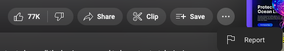 uxcle's tweet image. This is a bit of an annoying UI issue for @YouTube. 

Why do you put, behind a menu control (three dots), just one element for "Report", versus pull that option out and display with other buttons?? Hmm. #UIFail #UXFail