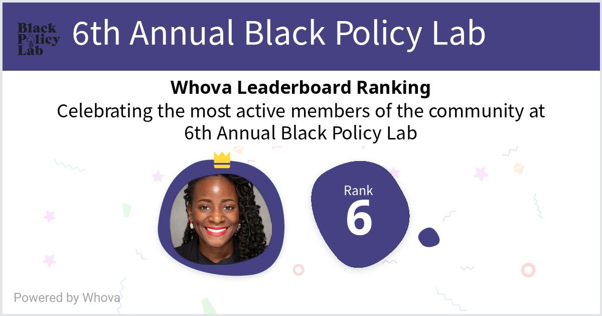 lawrenlong_'s tweet photo. I ranked #6 on the Whova leaderboard at 6th Annual Black Policy Lab! @_blackpolicylab #BPL2023 #HackBlackFutures #BlackPolicyLab #BlackPolicyMatters - via #Whova event app https://t.co/0cWYAPJl3Y
