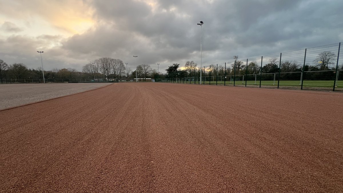 Final stone layer being installed by <a href="/CLSsport/">CLS Sports</a> on the dynamic base using <a href="/CLSSelfdrive/">CLS Selfdrive</a> #Lasergrader ahead on insitu shock pad installation #BerkshireCountySportsClub