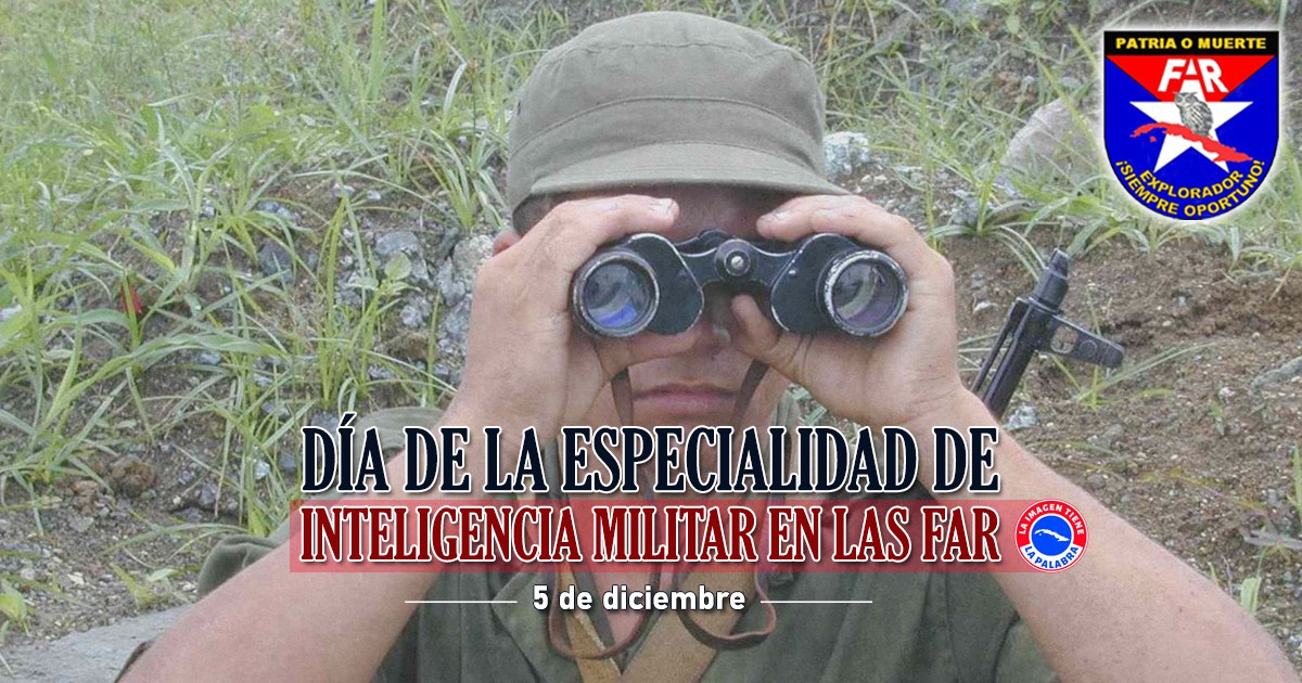 Día de la Inteligencia Militar en las FAR.
#CubaPorLaPaz #CubaPorLaVida 
<a href="/dmssandinopr/">Dirección Municipal Salud Sandino</a> <a href="/JavierLCarballo/">Javier Luis Carballo</a> <a href="/SaludDPinar/">Dirección General de Salud_Pinar Del Río</a>