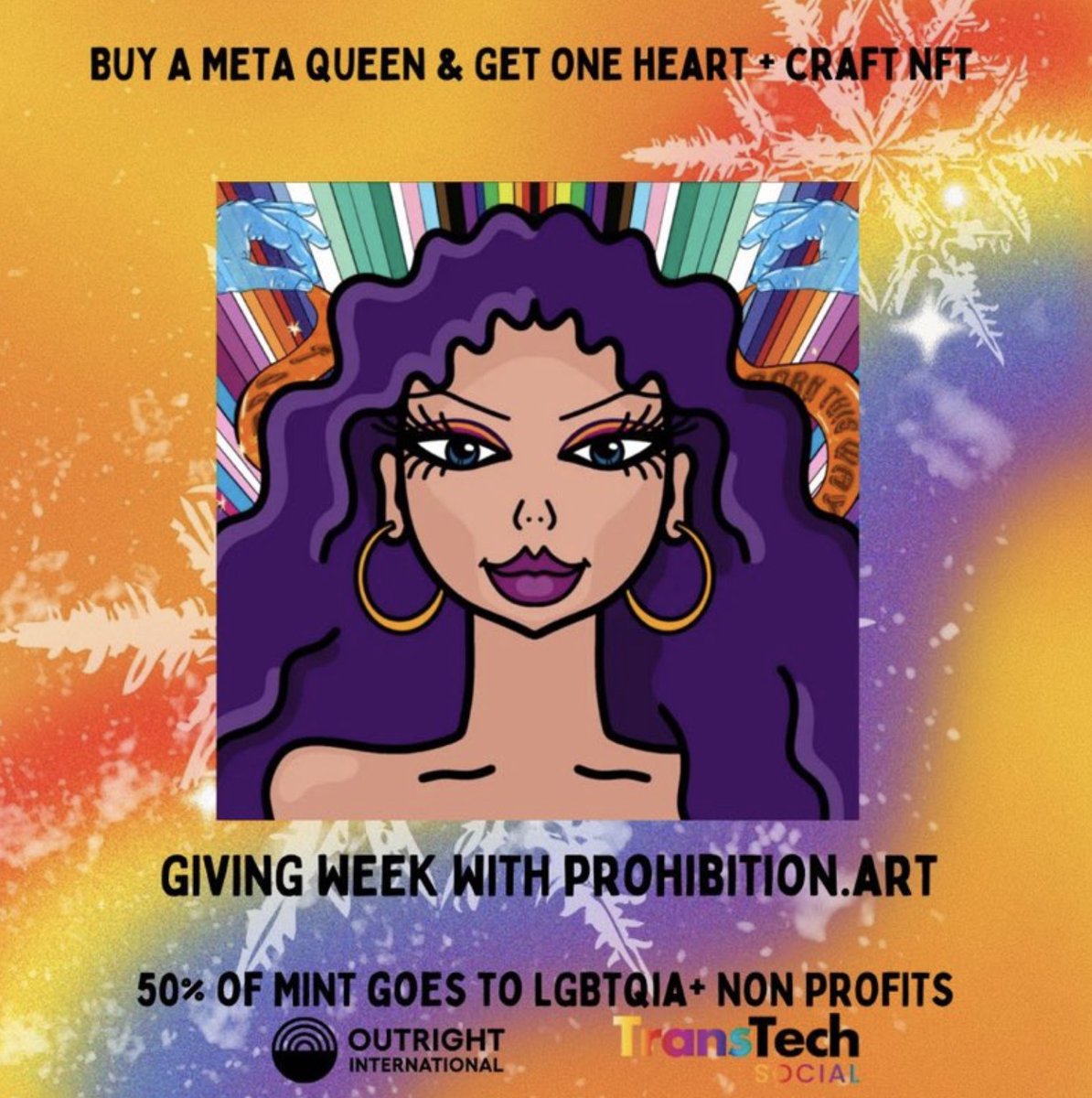 ONLY A FEW DAYS LEFT!! 
we continue to be blessed by the team at @ProhibitionArt and they are giving 1 heart + craft NFT made with @ArtOnBlockchain to anyone who MINTS a Meta Queen. ✨👑

REMINDER 50% of proceeds go to help LGBTQIA+ Non-Profits : @TransTechSocial &amp;…