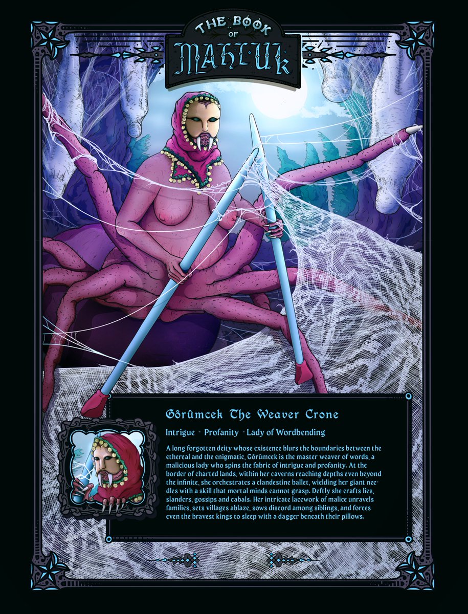 SaucedVoid's tweet photo. Here is the details of my piece "Gôrûmcek The Weaver Crone" for the latest @Kr0wded book project THE BOOK OF MAHLUK

Chek out the whole book at:
https://t.co/Ats1jbSKvW

#Illustrator  #digitalart #illustration #digitalart #monsters #art #artprint #illustrationartists #bizarreart https://t.co/gOmCZE14BJ