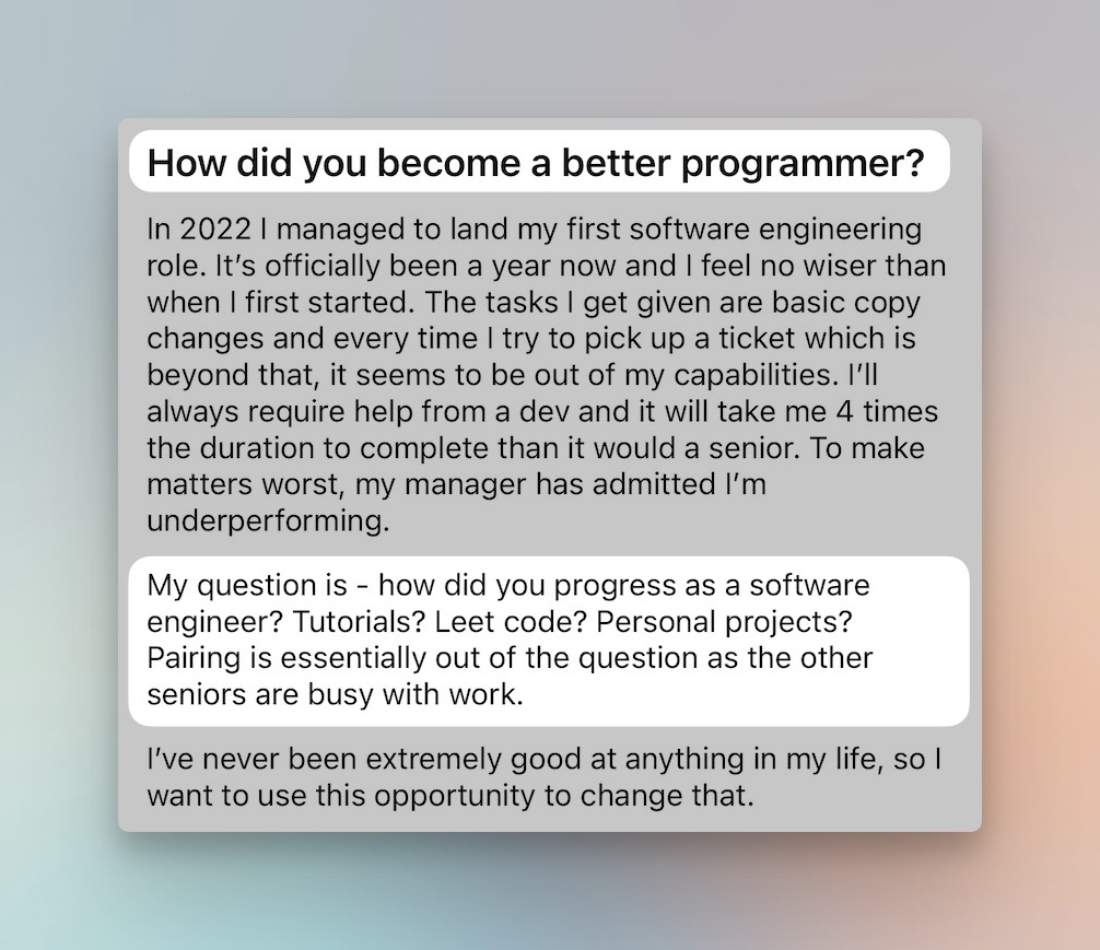Short answer - code a lot.

Longer answer below.