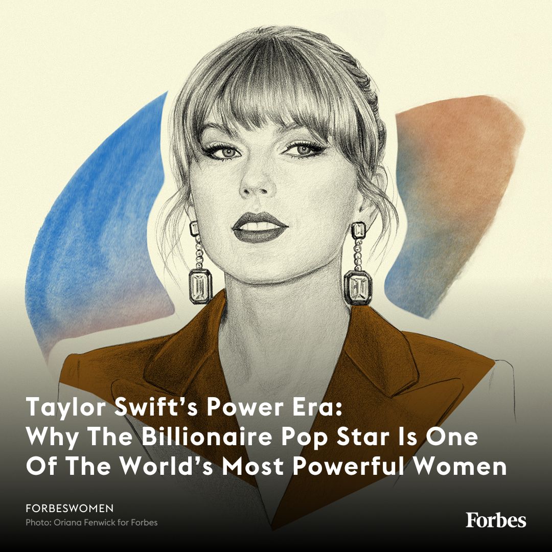 Forbes's tweet photo. With a record-breaking world tour, the ability to move economies and a $1.1 billion net worth, 33-year-old @taylorswift13 ranks among the most influential women on the planet. https://t.co/iD28g97YI7 #PowerWomen https://t.co/FnlBYIWYkD