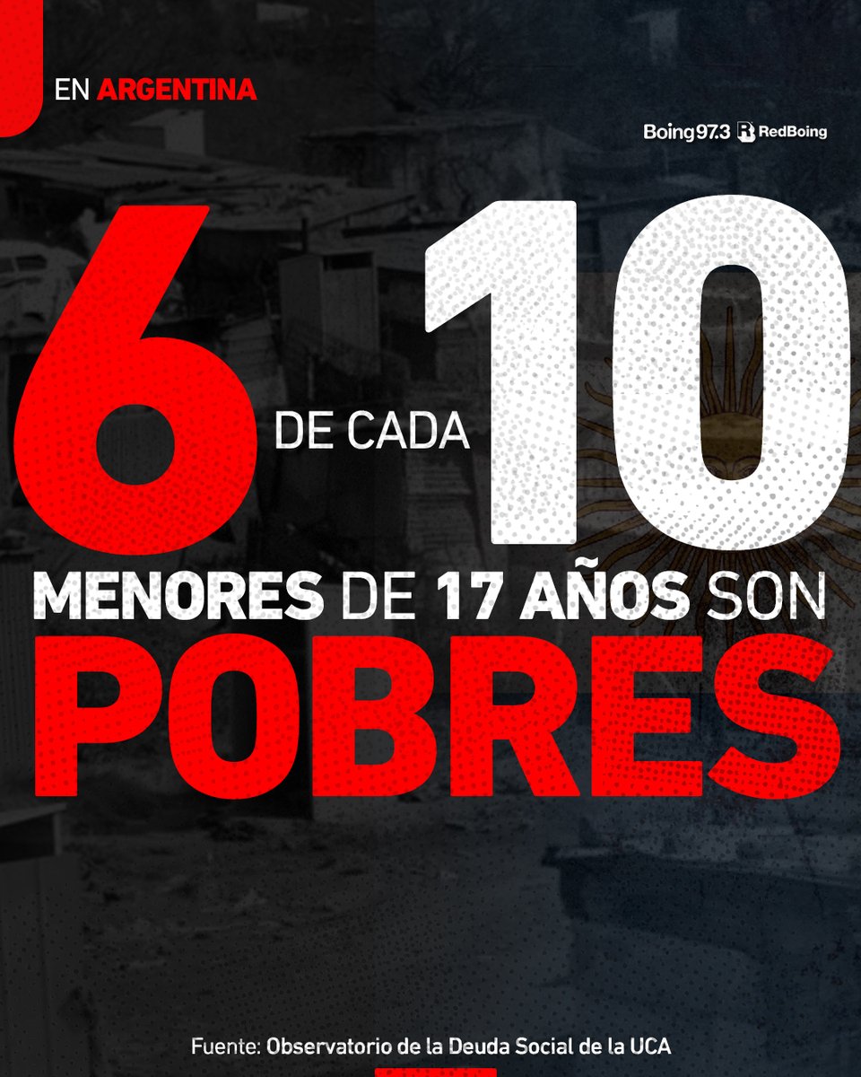 ALARMANTE 🔴 La tasa de pobreza en el tercer trimestre de este año afectó al 44,7% de la población, lo que representa más de 20,8 millones de ciudadanos, según la proyección del Observatorio de la Deuda Social de la UCA (Universidad Católica Argentina), considerando la totalidad…