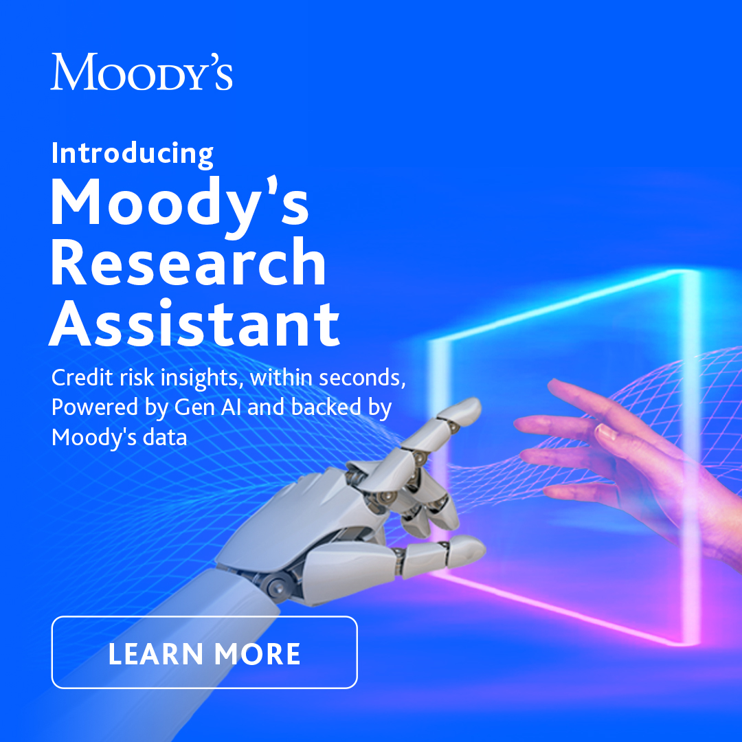 Powered by GenAI and backed by Moody’s data and analytics, Moody’s Research Assistant is a transformative tool that helps you generate more insights in less time, allowing you to stay a step ahead. Start exploring today. Visit mdy.link/41fBZta