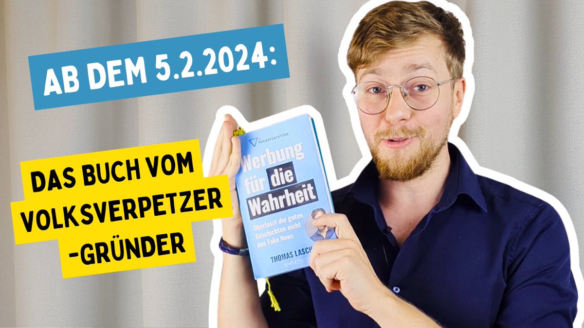 Ich habe endlich ein Buch geschrieben! Ab dem 5.2.2024 wird es das #Volksverpetzer-Buch geben: 'Werbung für die Wahrheit'! Ab sofort vorbestellbar. Es bedeutet mir sehr viel und waren wichtige Dinge, die ich endlich sagen musste: werbung-fuer-die-wahrheit.de