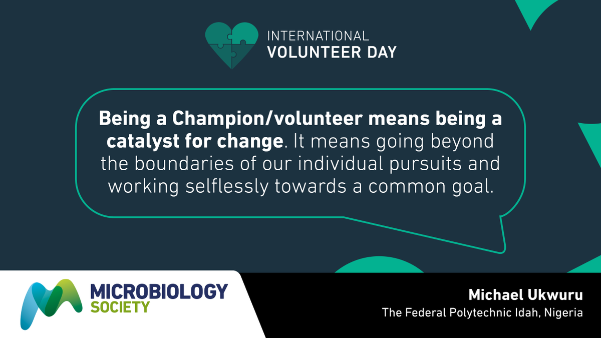 MicrobioSoc's tweet photo. Today is #InternationalVolunteerDay and we are highlighting and celebrating our volunteers who have donated their time by participating in various activities over the past year.

Read what Champions like @UkwuruMichael had to say about volunteering: https://t.co/aUwJCO2W9l https://t.co/sfMJk34euz
