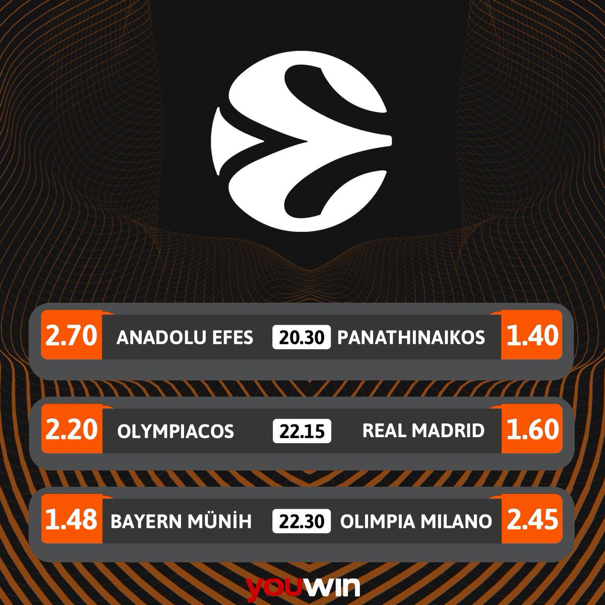 Anadolu Efes 🆚 Panathinaikos Olympiacos 🆚 Real Madrid Bayren Münih 🆚 Olimpia Milano EuroLeague özel oranları için hemen giriş yap📲