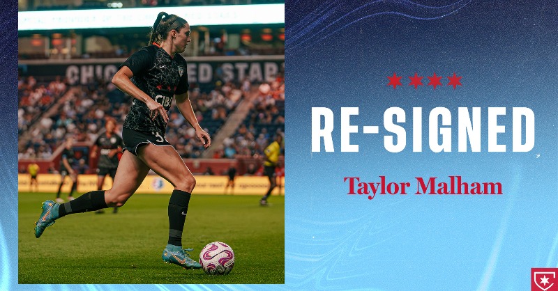theChicagoStars's tweet photo. Excited to announce we've re-signed @taylormalham through 2024 ❤️💙