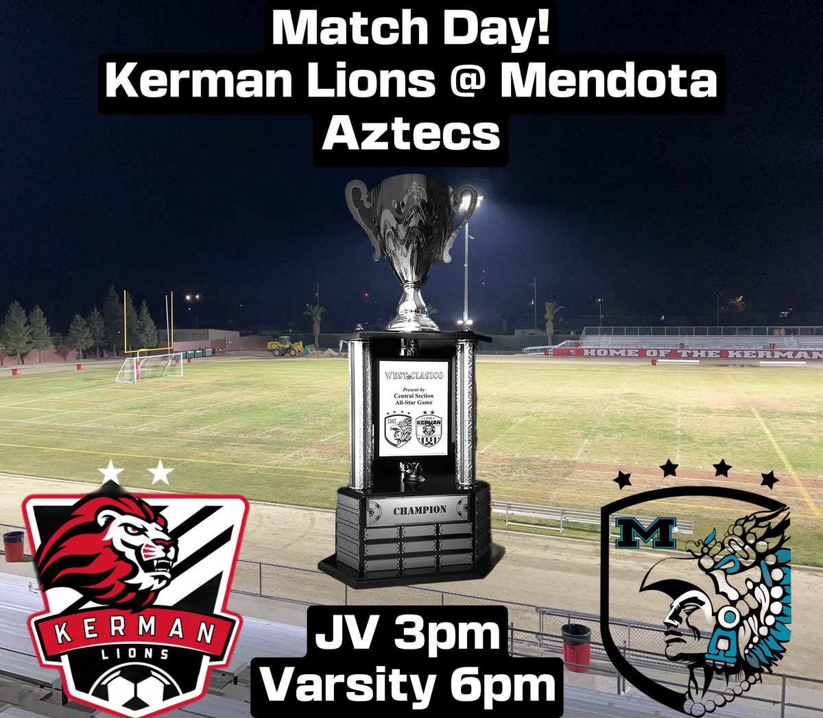 The West Clasico is Back! We play against a always tough and talented <a href="/MendoBoysSoccer/">Mendota Boys Soccer</a> side! 

<a href="/AllStarGameBen/">Central Section ⚽️All-Star Game</a>