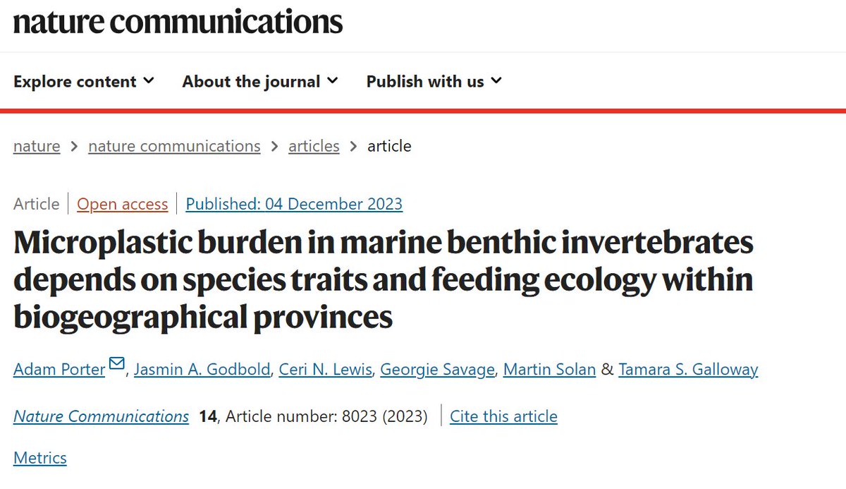 📣New Paper📣 Our quantitative synthesis of the existing #microplastic literature on #seafloor #invertebrates is out in <a href="/NatureComms/">Nature Communications</a> Its freely available here: rdcu.be/dsJ6H  written with @CezzaLew <a href="/georgie__savage/">Georgie Savage</a> @ProfBenthos <a href="/GodboldJasmin/">Jasmin Godbold</a> &amp; Tamara Galloway 🧵1/n