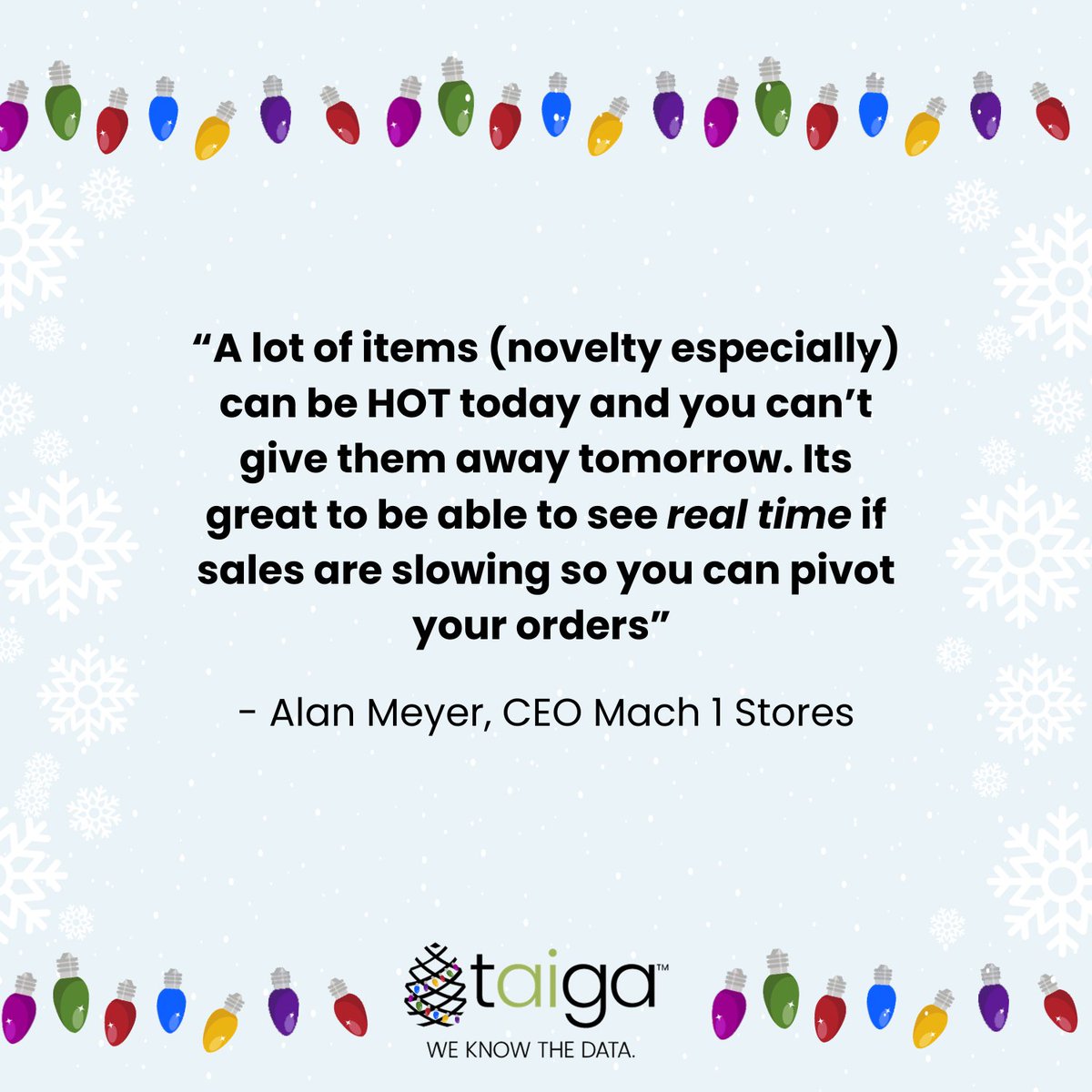 On the second day of insights, Taiga gave to me... ease managing categories! Taiga's Category Management tools help you orchestrate your inventory like Santa's workshop. Want to know how your holiday items are selling? Dive into the novelty category for those actionable insights!