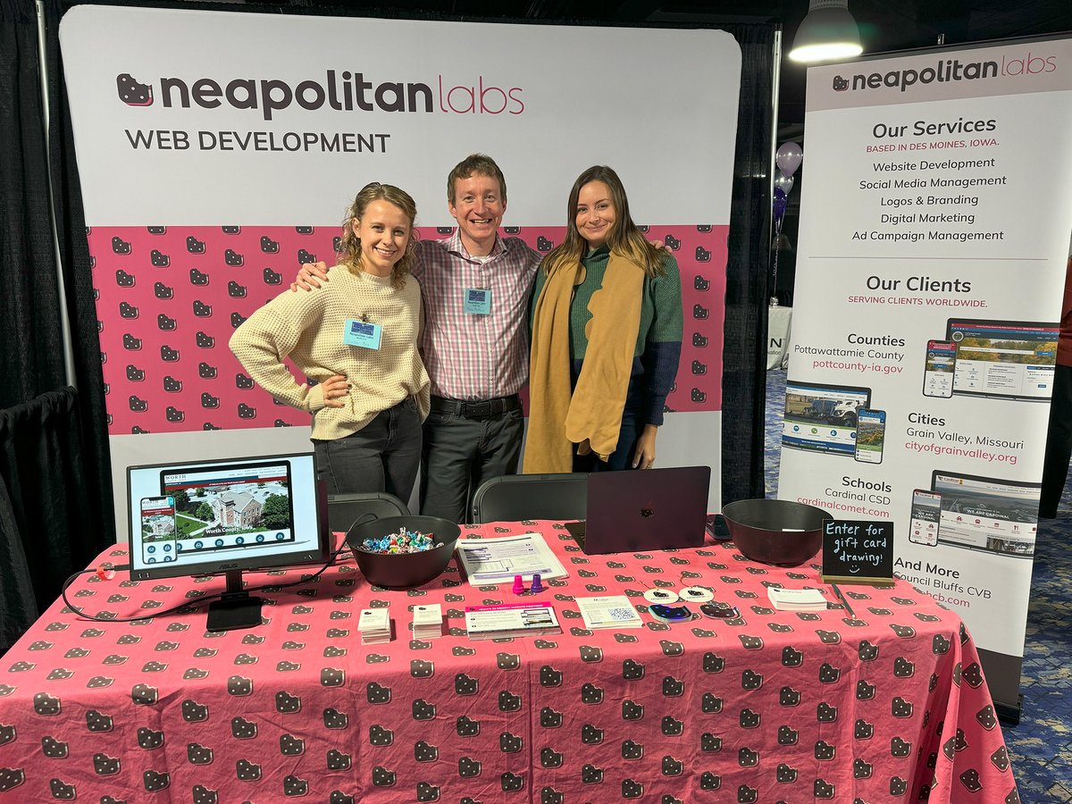 neapolitanlabs's tweet photo. Kimber, Brian, and Stephanie are back for the second day of exhibiting at the @MNcounties Annual Conference in Minneapolis, sharing our successes working with Iowa County government with officials in a new state! https://t.co/1Wq84CGUWz
