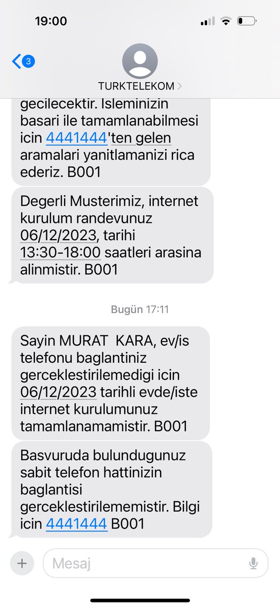 drkaramurat's tweet photo. @TurkTelekom bugün bana gelen mesaj görüntüsünü paylaşıyorum sizinle.. ha unutmadan bugün 5 Aralık 2023 ve gelen mesaj,daha tarihi gelmeden biz bu işi yapmayacağız mı demek istiyor?? https://t.co/TSE2tia2dB