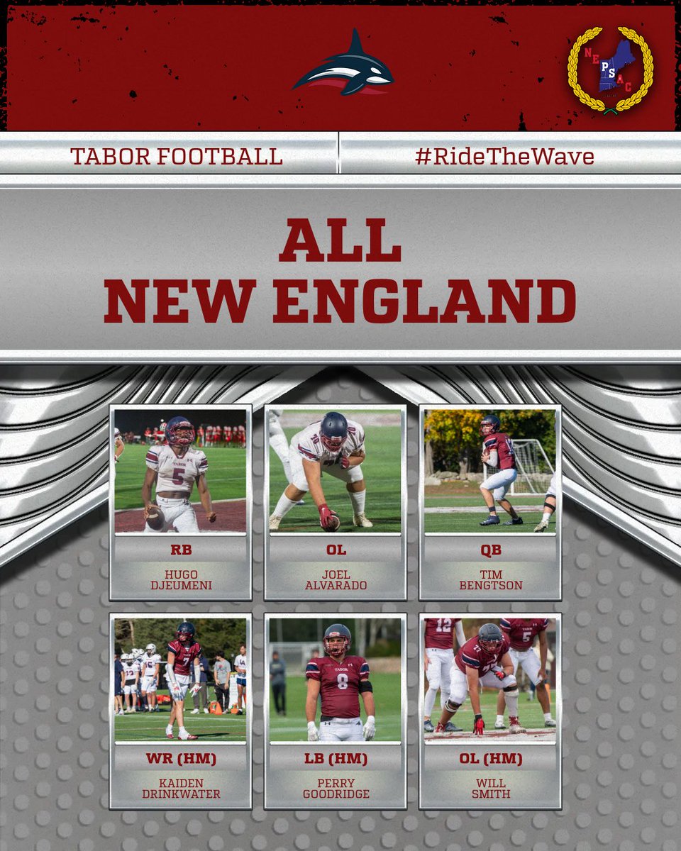 Congratulations to @hdjeumeni @joel32_70 @Timbeng312 @KaidenDrinkwat1 @GoodridgePerry @willjsmith77 for being named All New England  and Honorable Mention ! #RideTheWave