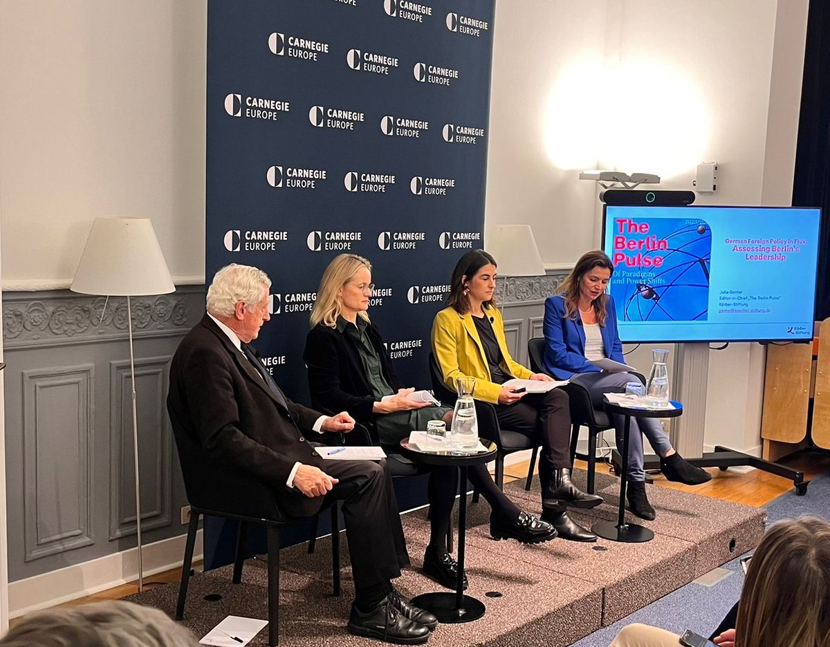 📅 | HAPPENING NOW In 2023, Germany took decisive action to align its positions more closely with those of its allies. Pierre Vimont, @ViolavonCramon, Julia Ganter, & @AlexandravonNah kick off a discussion on Germany's & the EU's foreign policy. Live: youtube.com/watch?v=f2W23M…