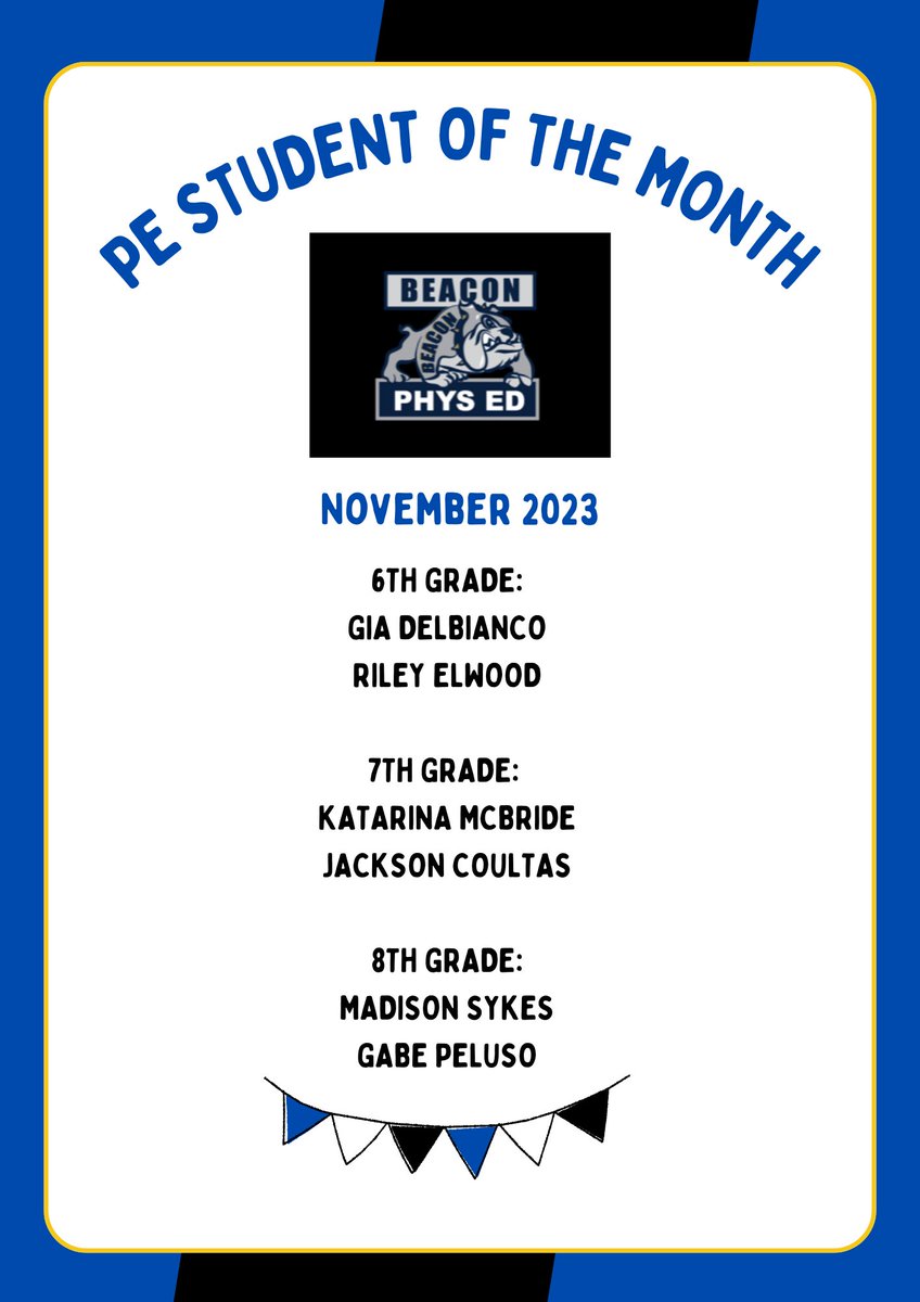 November PE Students of the Month! This group is loving our volleyball unit. 🏐😎Great job to all! <a href="/BCSDBulldogs/">Beacon Athletics</a>