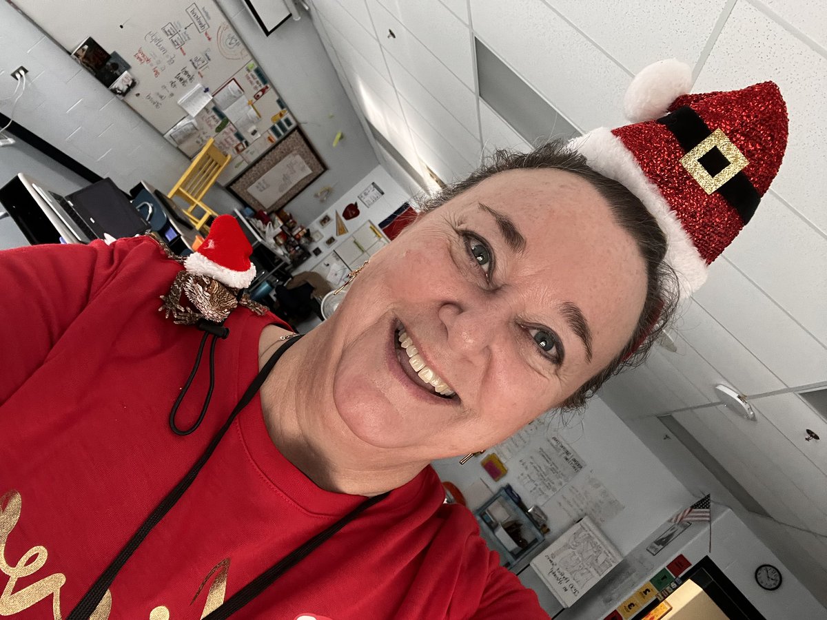 Look! It’s Beard-O the 5th grade bearded dragon !  He wore his Santa Hat today!@VanleerE <a href="/MsWhitfieldTwts/">Kate Whitfield</a>