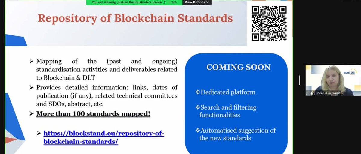 💻 LIVE from the <a href="/INATBA_org/">INATBA</a> event:

"Joining Forces for Blockchain Standardisation 2023"

@Justina_Biel, Project Coordinator of BlockStand, is showcasing the project's achievements!