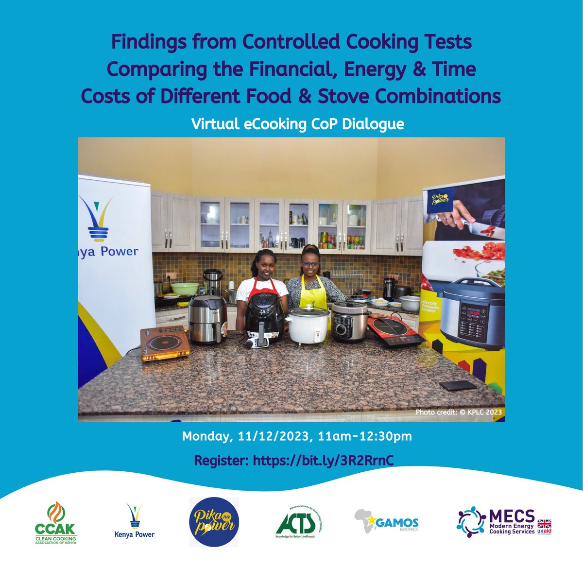 Gamos East Africa (@gamoseastafrica) on Twitter photo Join us for an upcoming #eCooking dialogue on Controlled Cooking Tests in Kenya, exploring the financial, energy, & time costs of different food & stove/Fuel combinations on 11th Dec 2023, at 11 am (EAT).Our speakers are <a href="/PerrosTash/">Tash Perros</a> <a href="/miss__banda/">Miss Banda</a> 
Register: bit.ly/3R2RrnC Join us for an upcoming #eCooking dialogue on Controlled Cooking Tests in Kenya, exploring the financial, energy, & time costs of different food & stove/Fuel combinations on 11th Dec 2023, at 11 am (EAT).Our speakers are <a href="/PerrosTash/">Tash Perros</a> <a href="/miss__banda/">Miss Banda</a> 
Register: bit.ly/3R2RrnC