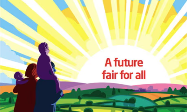 LabourTraining's tweet photo. The iconic 'Greet the Dawn' poster would be reflected in Labour's 2010 manifesto cover almost 90 years later, 'A future fair for all'. #centuryofprogress https://t.co/RLw9J4pxW9