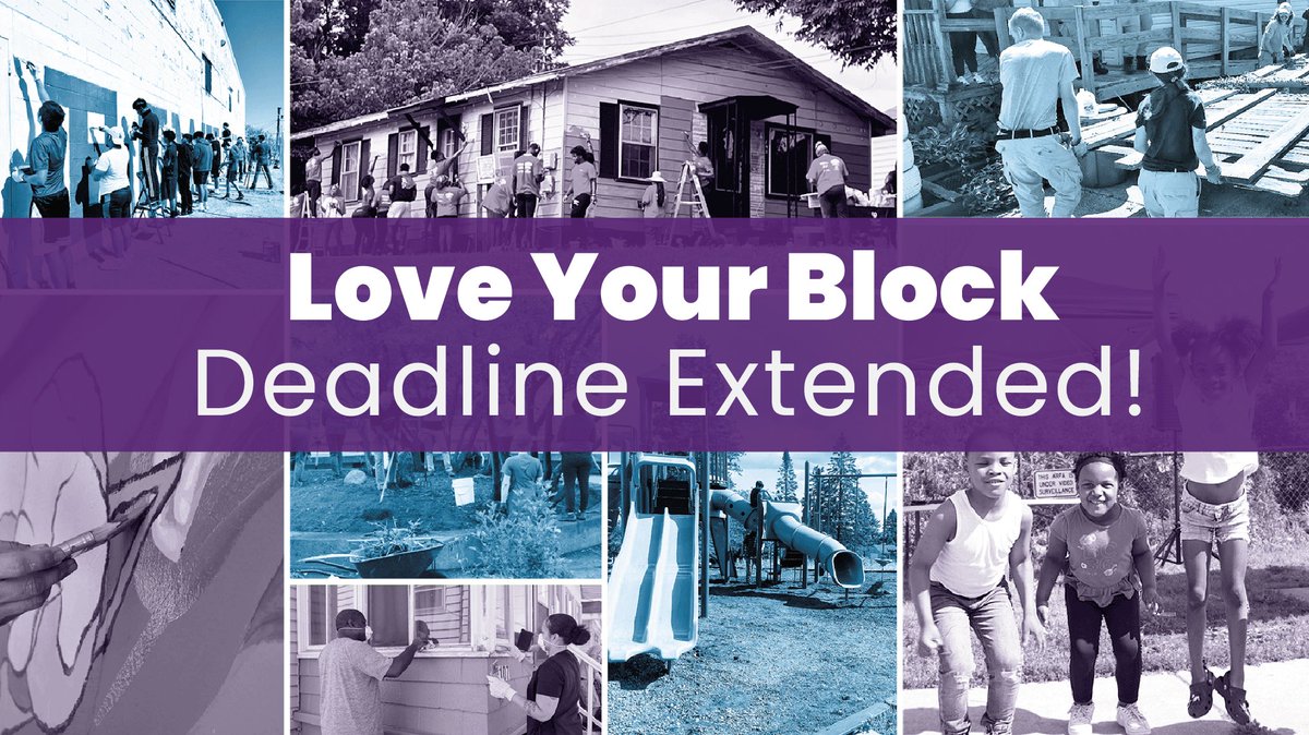 LOVE YOUR BLOCK DEADLINE EXTENDED! 
The application deadline for #LoveYourBlock applications has been extended to Friday, December 15, 2023 at 11:59 EST. Interested cities still have time to submit! Learn more and apply today ➡️ hubs.ly/Q02c0pYS0 🏡