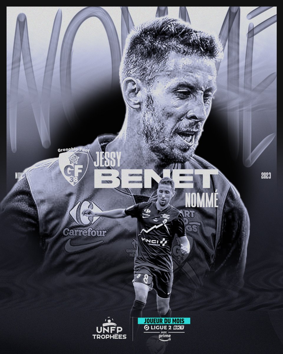 UNFP's tweet photo. 3 matchs = 3 passes décisives pour Jessy Benet en novembre  🤩

Il est logiquement nommé pour le Trophée du Joueur du Mois de @Ligue2BKT 🏆

🗳️ Votez pour lui sur https://t.co/7j58y5maif

 #TropheesUNFP https://t.co/J5ysE7eRV6