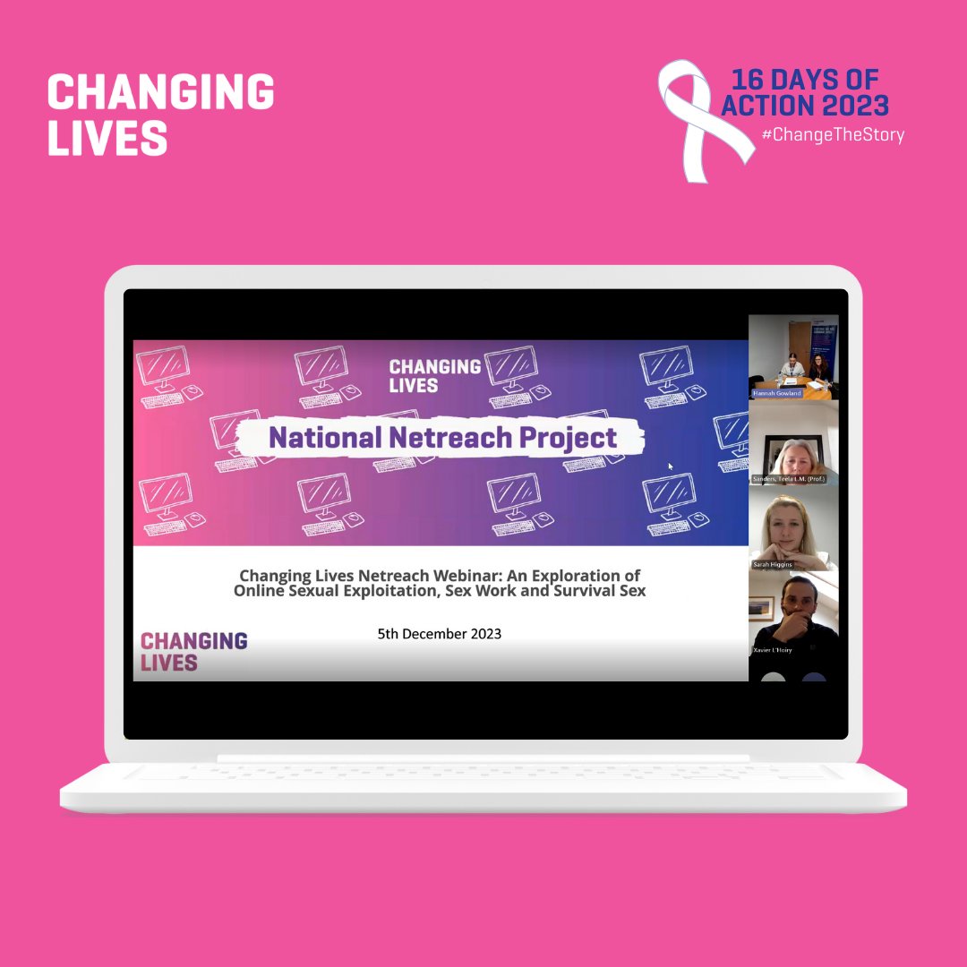Marking day 11 of the 16 Days of Action Against Gender-Based Violence, our Netreach project held their first webinar to share insights and findings alongside key guest speakers and researchers within the field of adult sexual exploitation and sex work alongside <a href="/TeelaSanders/">Teela Sanders</a> of