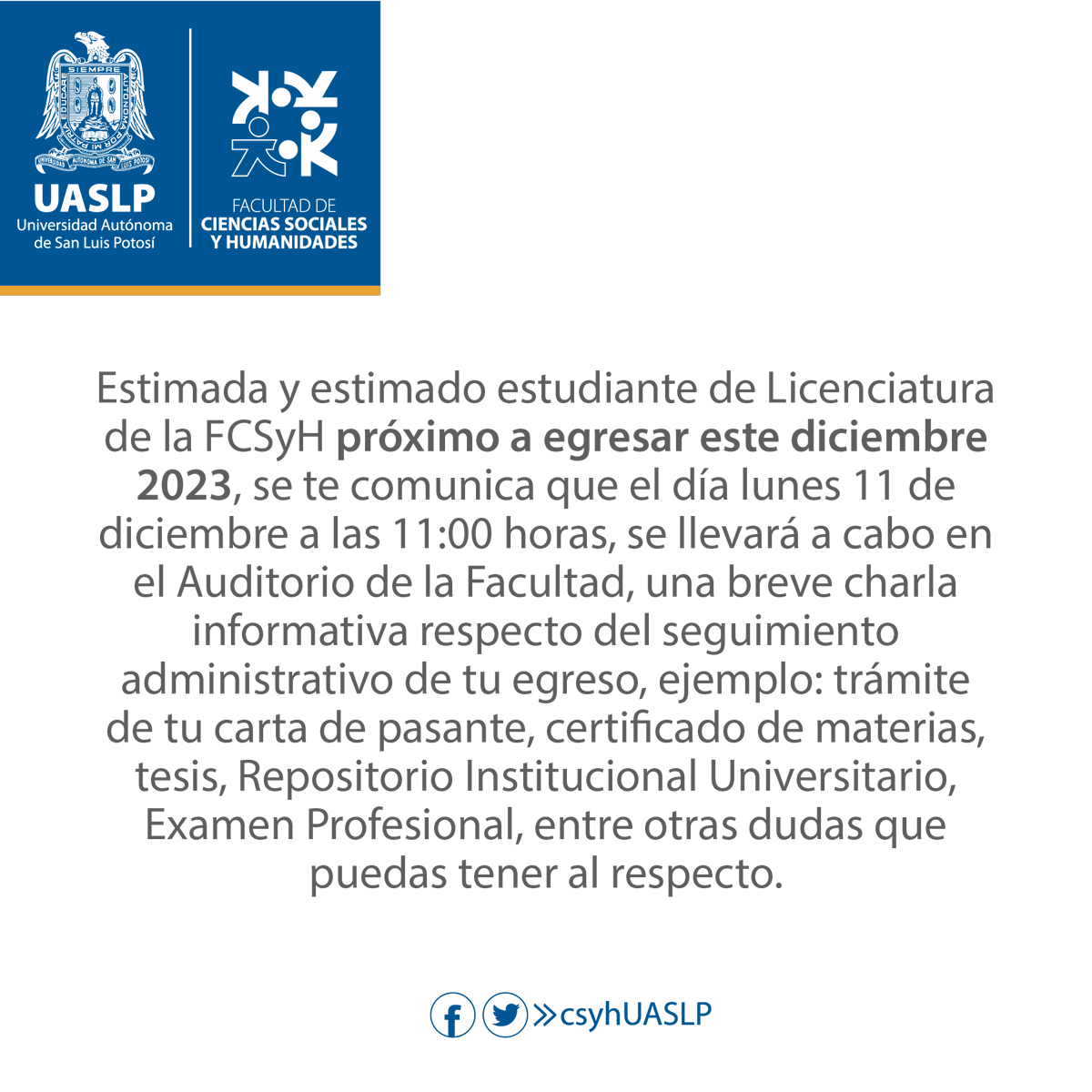 csyhUASLP's tweet image. Aviso #ControlEscolar