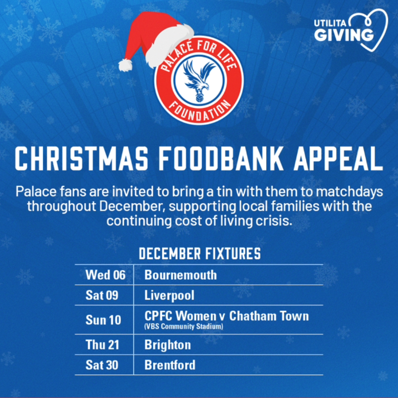 PalaceForLife's tweet photo. Big one tonight 💪

We'll be in the Fanzone right up to KO collecting your donations for @foodbanknorwood. 

If you can't make it, you can make an online donation to our Christmas appeal 👇

@cpfc | @utilitagiving