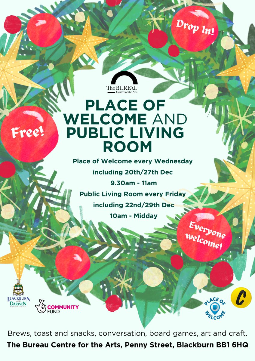 Our @PlacesOfWelcome and #PublicLivingRoom will be open as usual during the holidays. It's a @WarmWelcome_UK space throughout the year. We'll have a lovely time. Come and join us. @Camerados_org