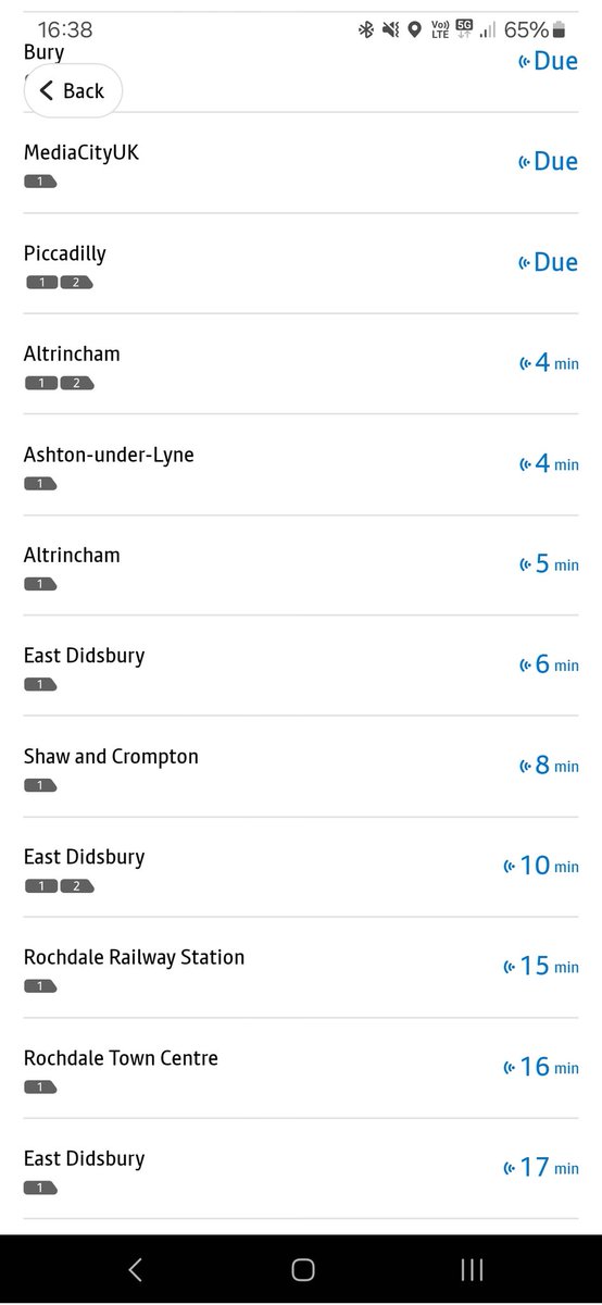 CHFC22's tweet photo. @BeeNetwork Hi, it's still doing this. This is from the app at the same time an airport tram is 5 minutes away according to the board. https://t.co/7qvheQJ5jg