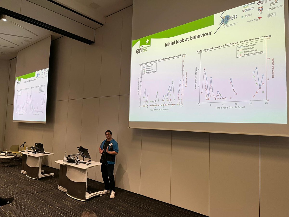 @ERI_UHI and @UHI_Research PhD student Nicholas Petzinna gave a very interesting talk today in the MASTS General Science Session 2 about using acoustic multibeam data to quantify animal (seabird and fish) usage of wave and tidal energy test sites. #mastsasm23