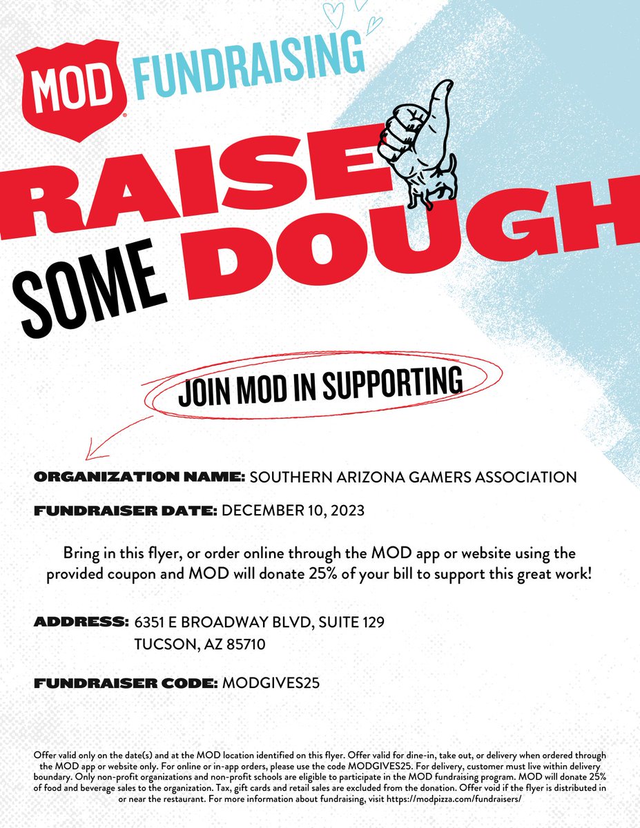 Join us on Sunday, December 10th for a fundraiser at MOD.