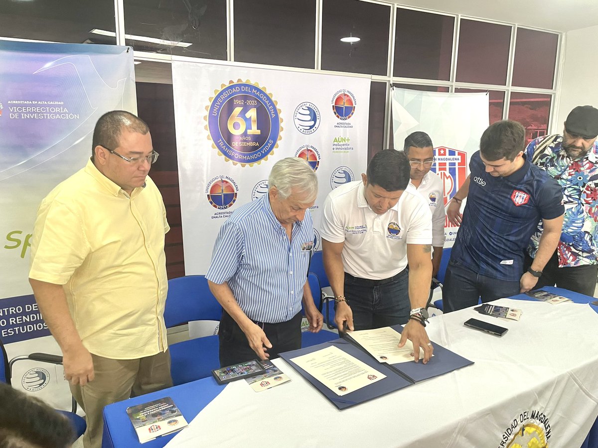 victorrpolo's tweet photo. Nuevamente @Unimagdalena marcando la ruta de transformación en el deporte con el convenio con el @UnionMagdalena con el Centro de Alto Rendimiento y Estudios Biomédicos . @pverasalazar dejando una imborrable huella de construcción con hechos reales y palpables que benefician a la gente de esta región caribe . Una versión original de inclusión y cambio .