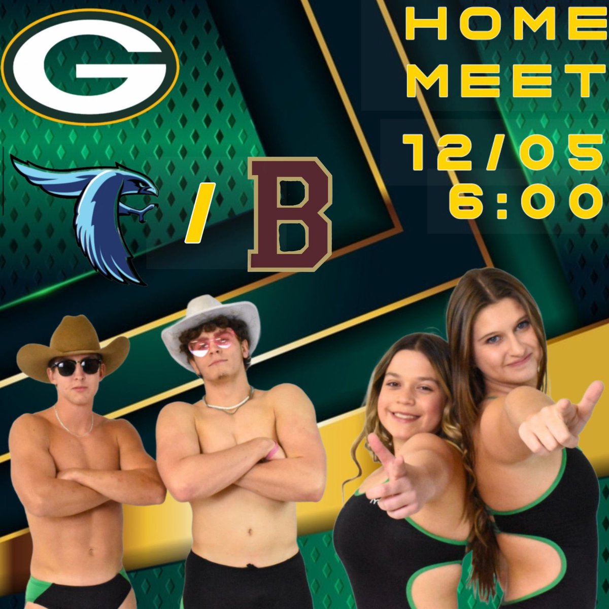 Tonight is our first home meet of the season! Come cheer on your Woodmen and Lady Woodmen as the compete against Perry Meridian and Brebeuf! Meet starts at 6:00pm! #gogreen 💚💛🏊‍♀️🏊‍♂️