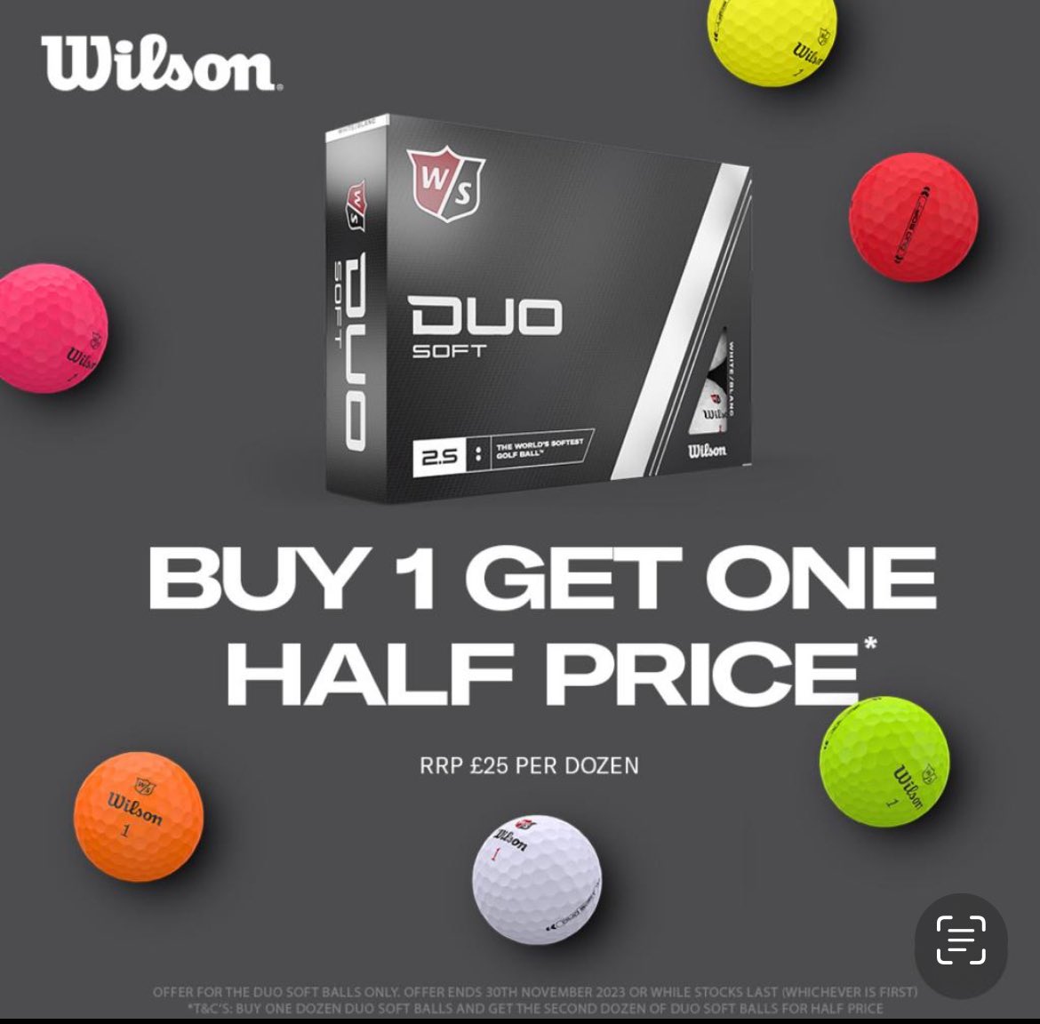 🟡🟠⚪️New in today and for your festive presents is the Wilson Golf Duo Soft balls on the amazing ‘Buy 1 Get One Half Price’ deal! That’s £35 for 2 dozen golf balls. Available while stocks last ⚪️🟠🟡 #wilson #golfballs #duosoft #multideal #christmas #golfdeals