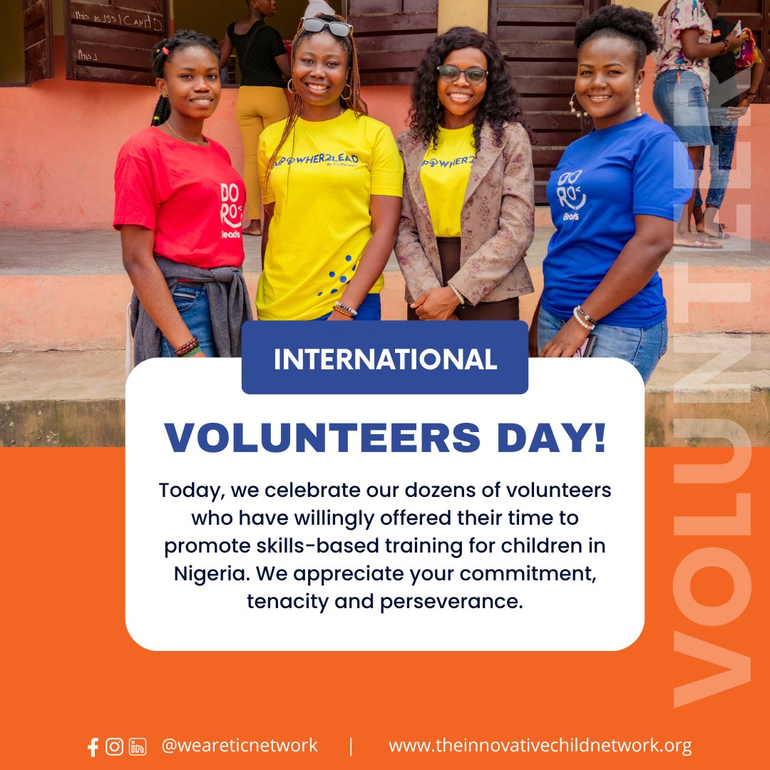 ticnetworkhq's tweet photo. It's International Volunteers Day!

To all mentors and volunteers at #TiCNetwork, Thank you for coming together to work for a more sustainable and inclusive future. 

Happy  #InternationalVolunteersDay https://t.co/YHx3975XI7