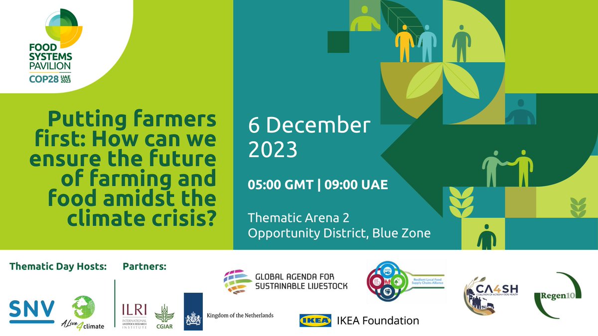 SNVworld's tweet photo. Kicking off an exciting day at the Food Systems Pavilion! Smallholder farmers are the heart of our 1st session where we discuss how to accelerate #ClimateAction for sustainable agri-food and livestock systems🌱

Join us online 👉https://t.co/niQMW1SGOs

#SNVatCOP28 @ActionOnFood https://t.co/XSBSBebZKt