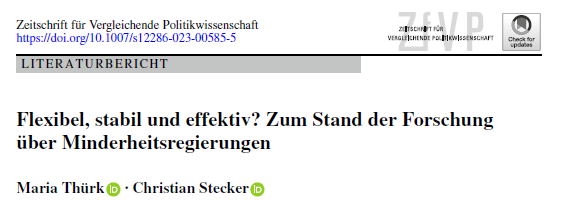 Minderheitsregierungen sind kein Schreckgespenst der Demokratie! 📚 In diesem Literaturbericht (bei ZfVP) geben @pluggedchris und ich einen Überblick zur aktuellen Forschung über Minderheitsregierungen. (1/2)