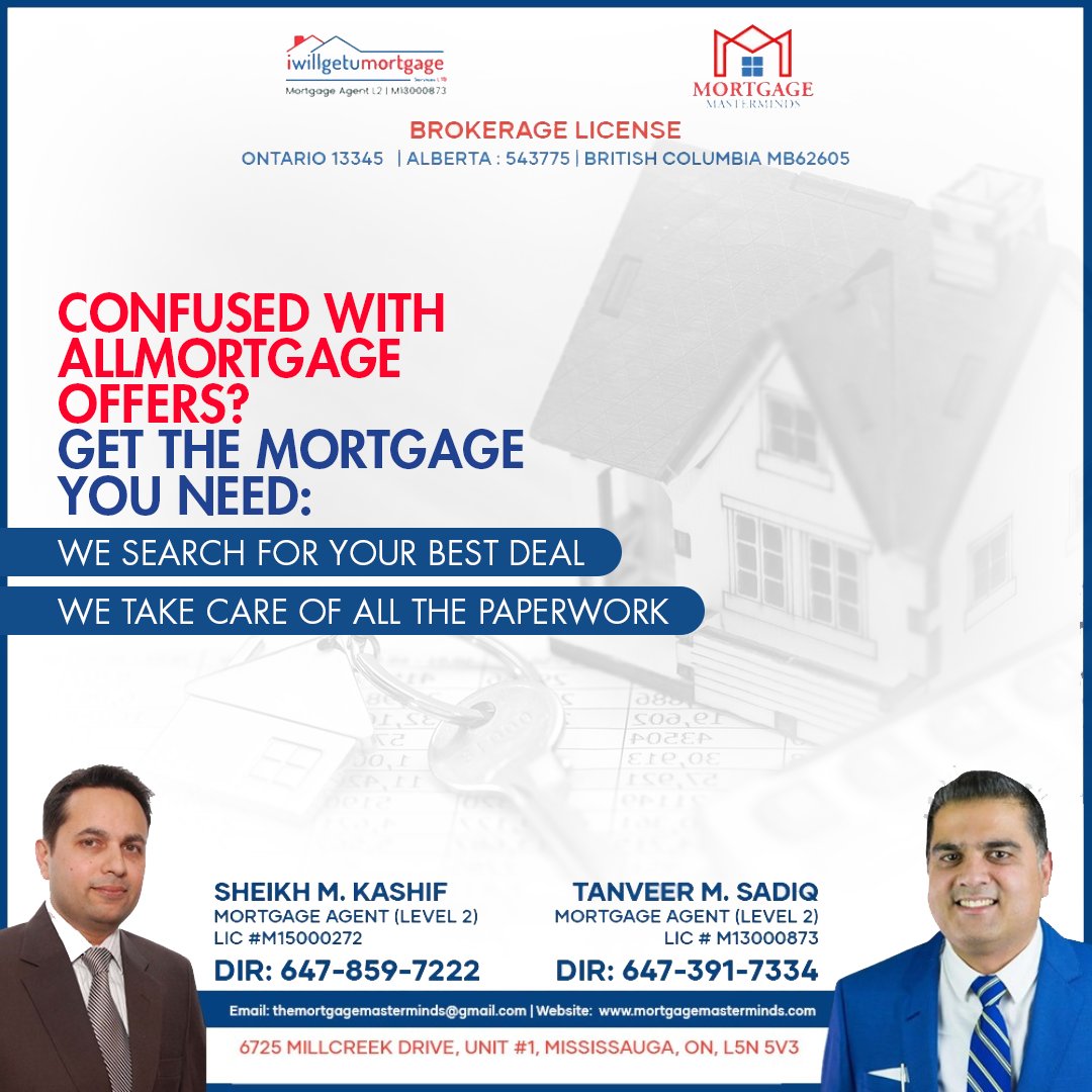 Secure the ideal mortgage for your needs with Mortgage Mastermind! 
.
.
.
#mortgagemasterminds #SheikhMuhammadKashif #MortgageAgent #SunMicroFinancial #TheMortgageCentre #NJMarketingCanada #Mississauga #Brampton #Milton #Toronto #GTACanada #GTALocal #Oakville #Vaughan #ontario