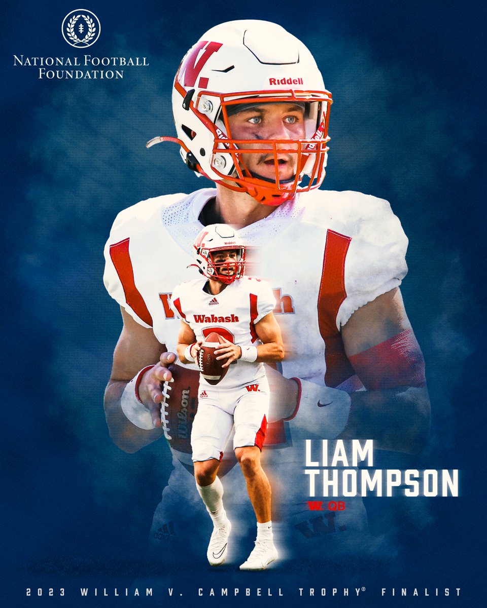 Congratulations to @WabashFB Liam Thompson on being named a William V. Campbell Trophy finalist! Tune in to ESPN+ tonight to see who will be named the 34th William V. Campbell Trophy recipient at 10pm EST | 7pm CST! #CampbellTrophy