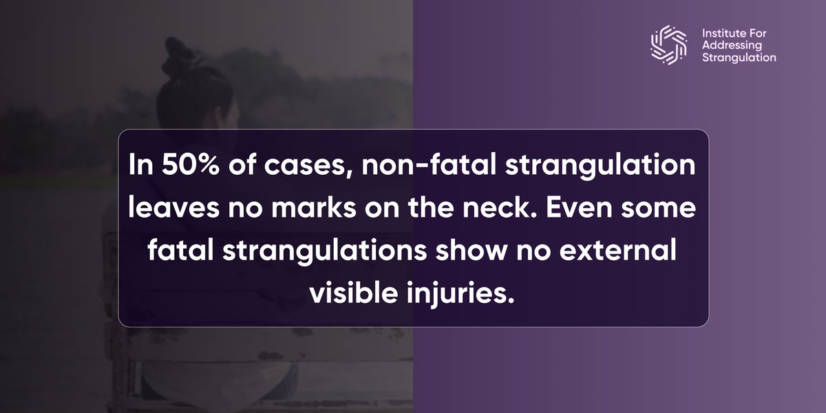 In 50% of non-fatal strangulation cases, there are no visible marks on the neck. Even fatal strangulations may leave no external injuries. Let's break the silence and raise awareness during #16DaysofActivism. #16DaysOfActivism2023