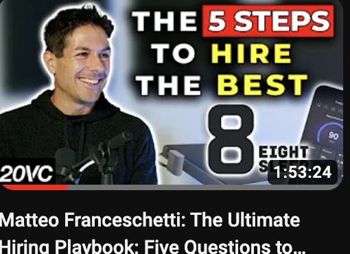Qué espectaculo de aprendizaje el capítulo de Franceschetti en 20VC.

Pricing, estrategia, hiring, hábitos...