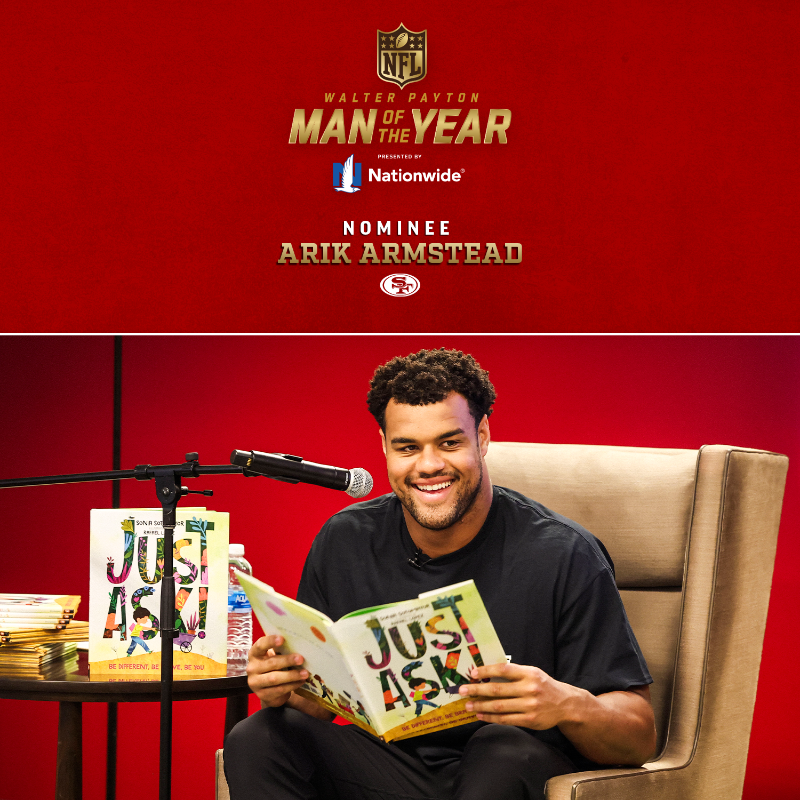 49ers's tweet photo. “A zip code should not define student opportunity.”

For all he's done and continues to do for youth in both Sacramento &amp; the Bay Area, we are proud to announce @arikarmstead as our nominee for the @Nationwide Walter Payton NFL Man of the Year Award for the fourth-straight year.