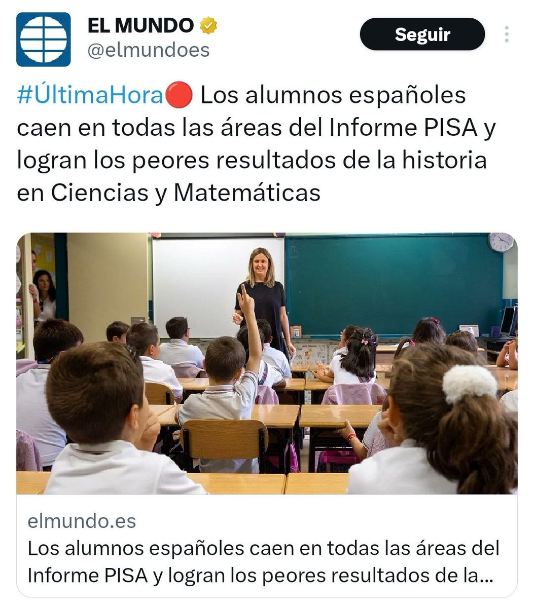 eljacobinoes's tweet photo. 📉 Estos indicadores de los estudiantes españoles no son fruto de la casualidad: son el resultado de un modelo educativo vaciado de conocimientos, centrado en la gestión emocional y de la incertidumbre, “competencial” (¿hay “competencias” sin saberes?) y que oculta los crecientes recortes tras la retórica de la digitalización y la inclusión.

Es preciso devolver también a la instrucción pública el enfoque racionalista e igualador que tenía en sus orígenes. Solo si recuperamos la escuela para la transmisión de conocimientos volverá a funcionar como un agente de movilidad social y de creación de ciudadanía.