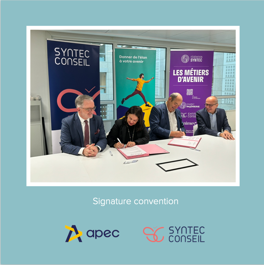 #ACTU 📰 Ce matin, @SyntecConseil et l’@Apecfr ont signé un partenariat qui vise à renforcer la complémentarité de leurs actions pour favoriser la fluidité du marché de l'emploi des cadres 🤝 Retrouvez plus d'informations 👉 syntec-conseil.fr/actualites/syn…