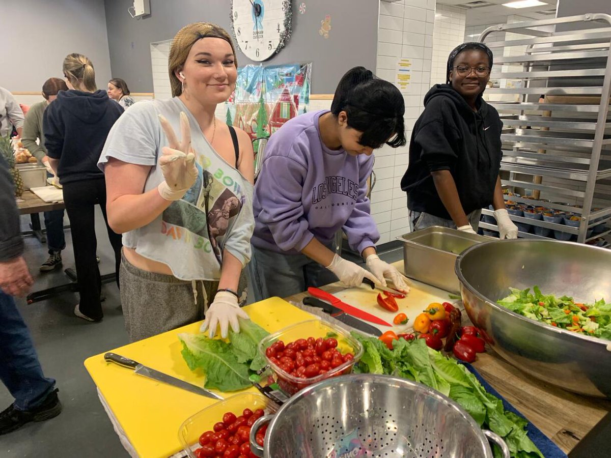 Ms. Shouldice's Hospitality and Tourism students had the opportunity to spend a morning this week volunteering at Durham Outlook for the Needy, preparing meals for over 200 community members. Well done Eagles! #soaringtonewheights #EastdaleEagles <a href="/DDSBSchools/">Durham District School Board (DDSB)</a>